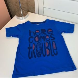 Boy’s HERE COMES TROUBLE short sleeve tee
